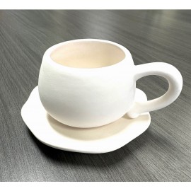 Ceramic Bisque Child Teacup & Saucer- Case of 12